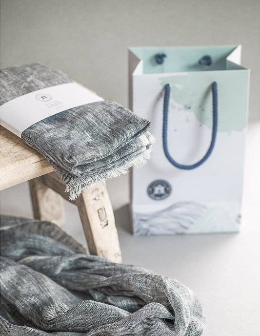 Hand Loomed Linen Scarf - Denim Blue