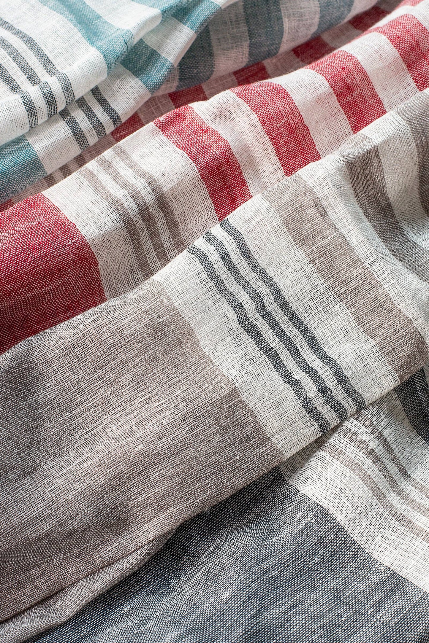 Hand Loomed Linen Scarf - Sand Stripes