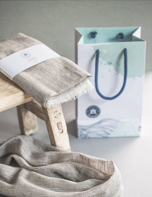 Hand Loomed Linen Scarf - Sand