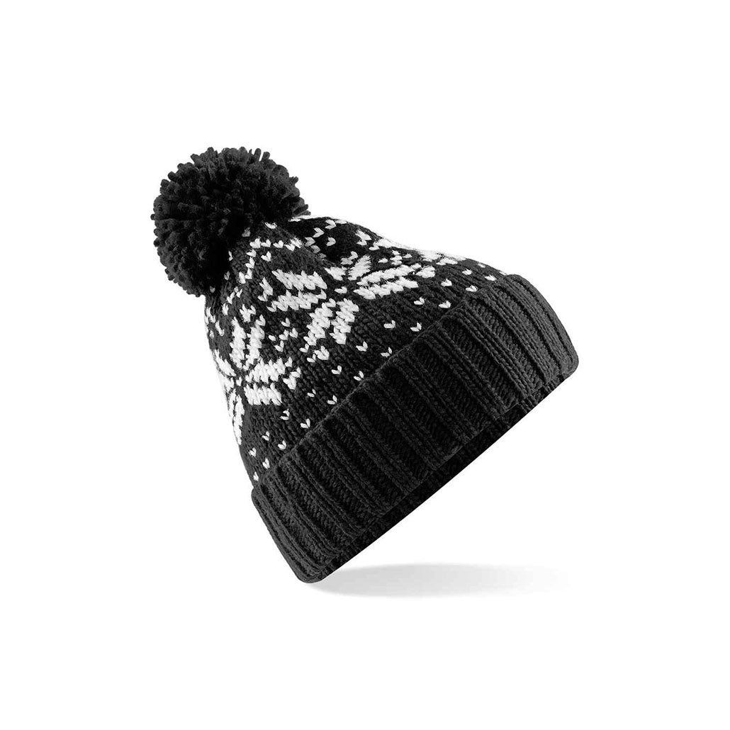 Beechfield Fair Isle Snowstar® Beanie (Black)