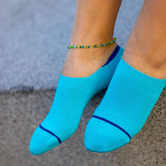Neon Blue 'No Show' Bamboo Socks