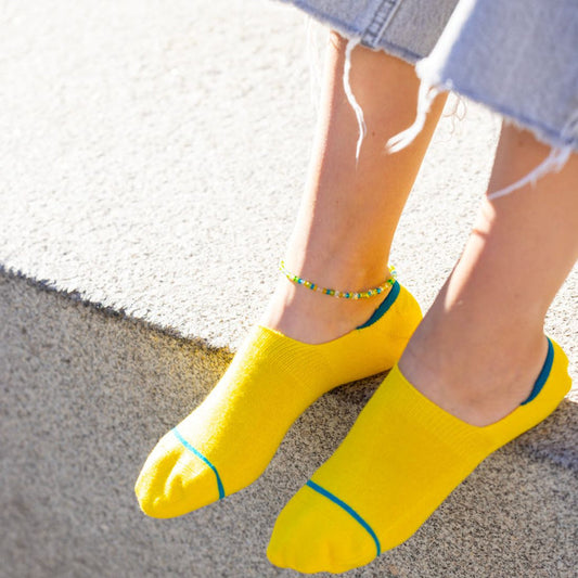 Neon Yellow 'No Show' Bamboo Socks
