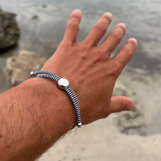 Rope Bracelet - Blue and White Zig Zag