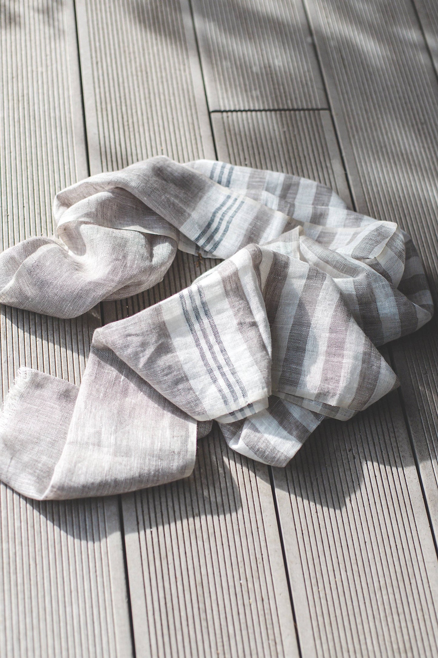 Hand Loomed Linen Scarf - Sand Stripes