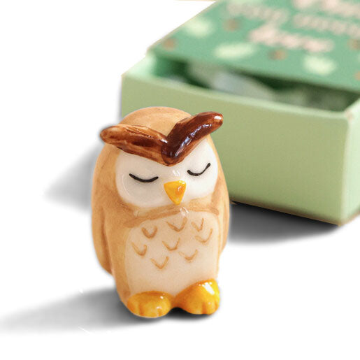 Tiny Matchbox Ceramic Token: Owl