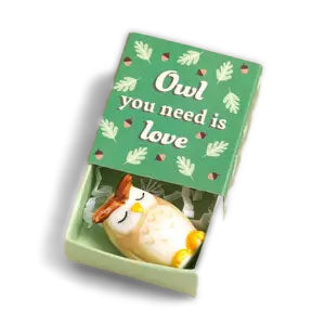 Tiny Matchbox Ceramic Token: Owl