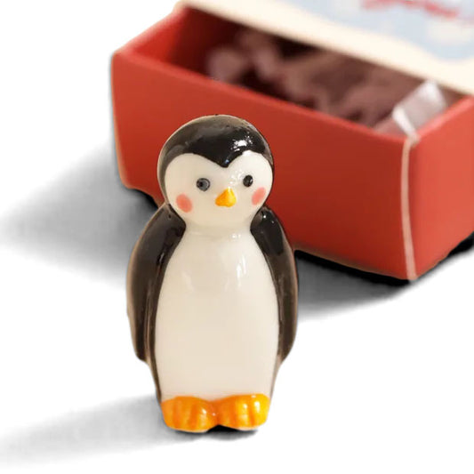 Tiny Matchbox Ceramic Token: Penguin