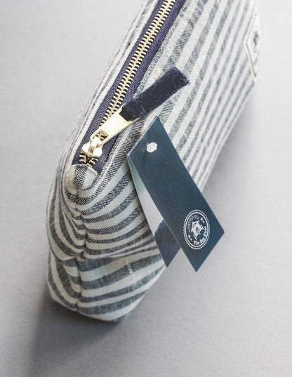 Hand Loomed Linen Cosmetic Bag - Denim Blue