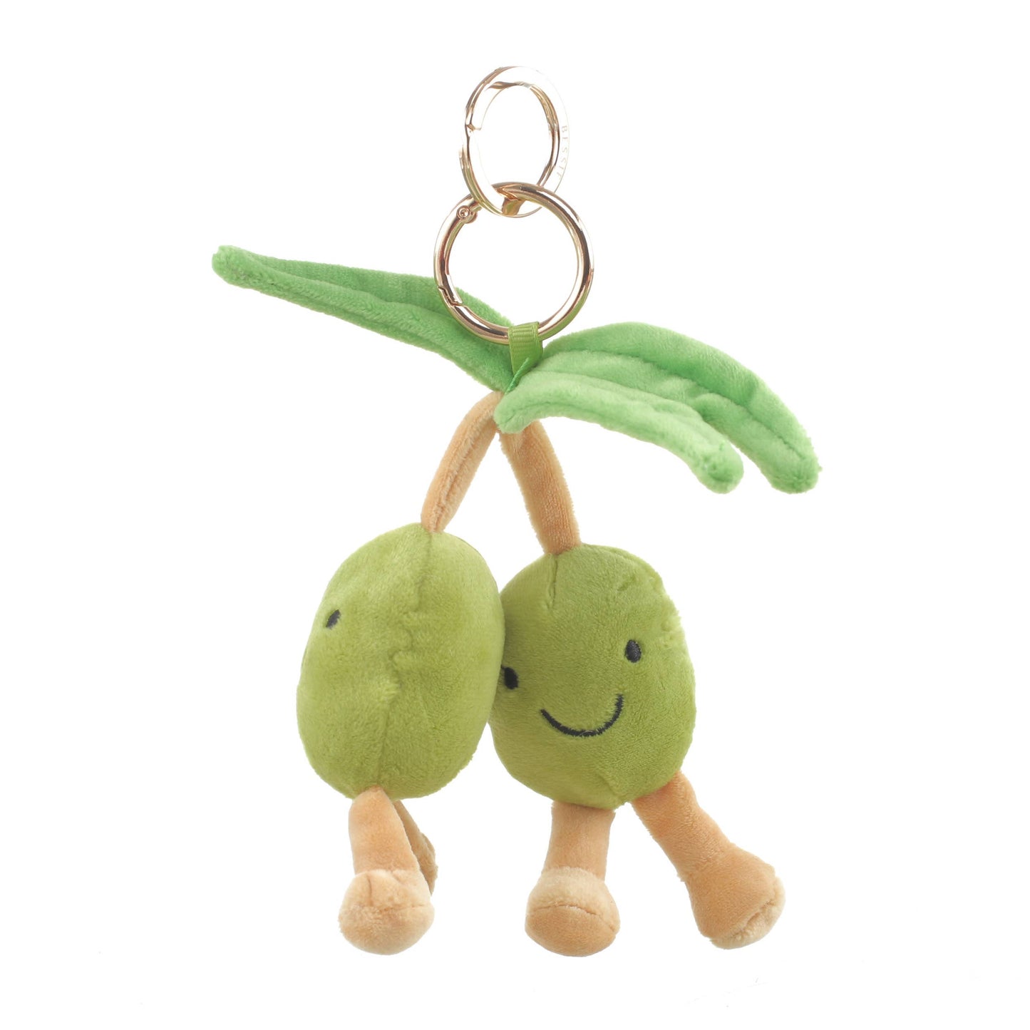 Plush Green Peas in a Vine Bag Charm