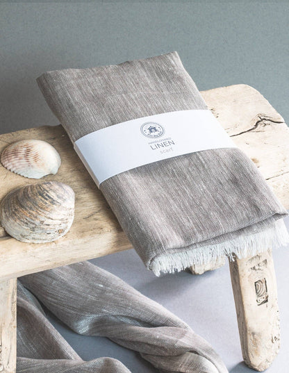 Hand Loomed Linen Scarf - Sand