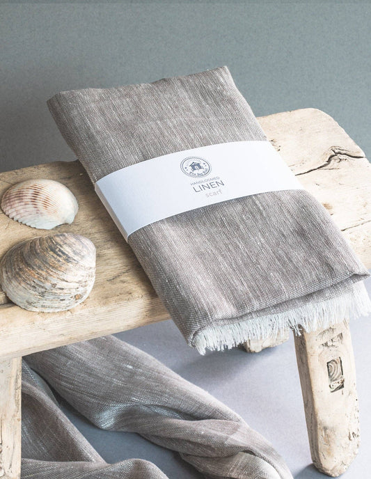 Hand Loomed Linen Scarf - Sand