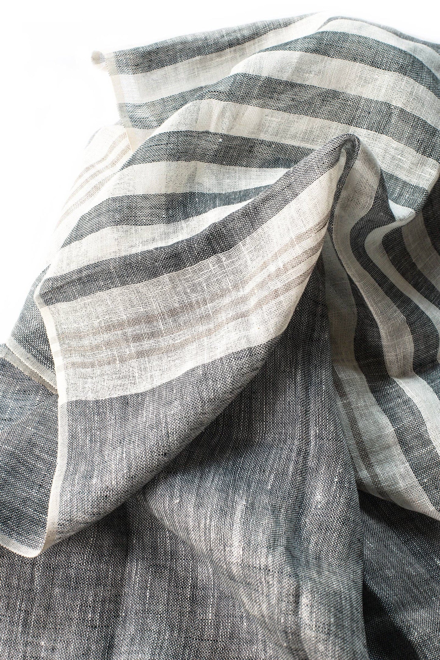 Hand Loomed Linen Scarf - Denim Blue Stripes