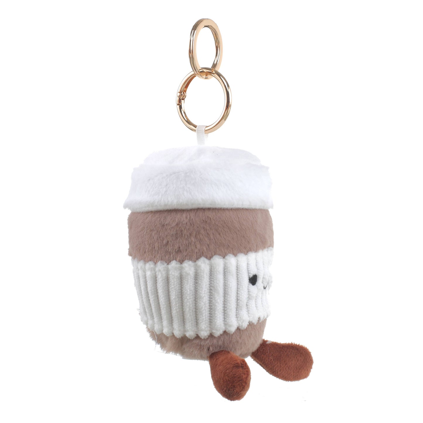 Plush Coffee Cup Bag Charm: Beige