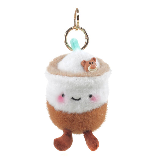 Plush Iced Coffee Bag Charm: Brown