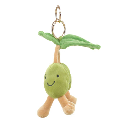 Plush Green Peas in a Vine Bag Charm