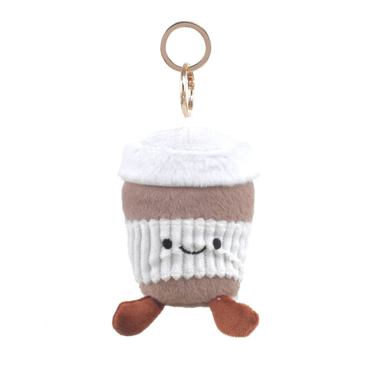 Plush Coffee Cup Bag Charm: Beige