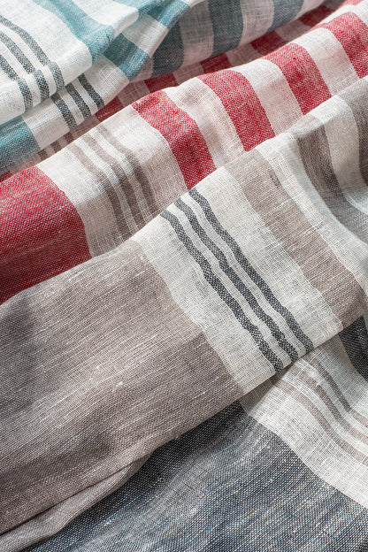 Hand Loomed Linen Scarf - Denim Blue Stripes