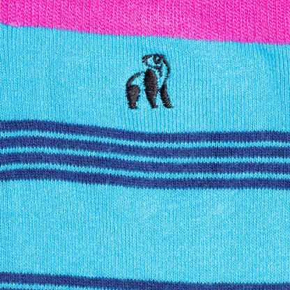 Aqua and Pink Striped Bamboo Socks