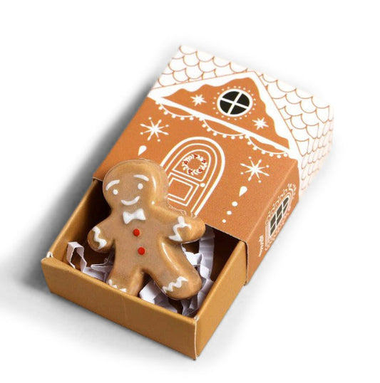 Tiny Matchbox Ceramic Token: Gingerbread Man