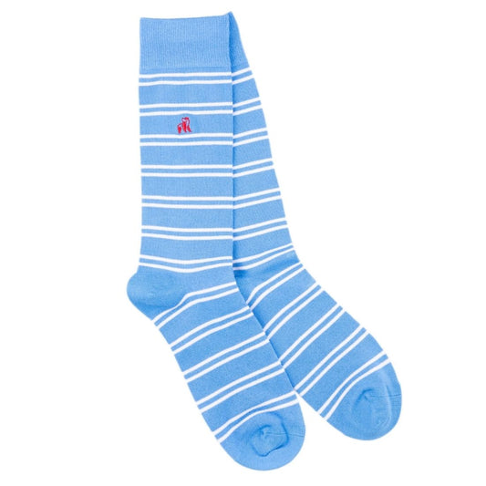 Light Blue Striped Bamboo Socks
