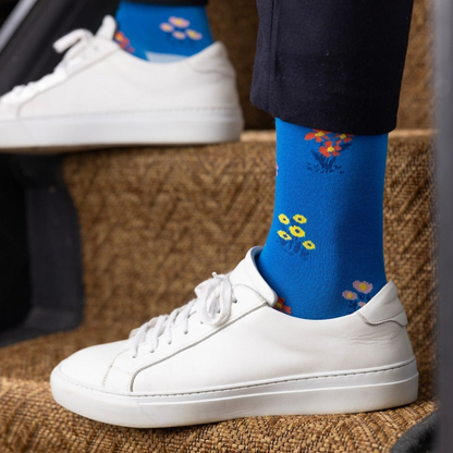 Blue Floral Bamboo Socks