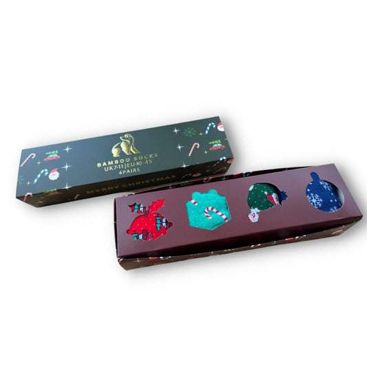 Motif Christmas Drawer Gift Set - 4 Pairs of Bamboo Socks (His)