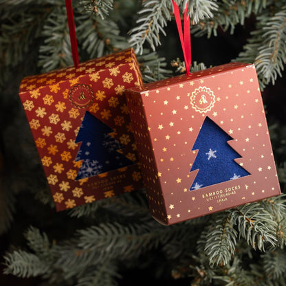 Star Christmas Sock Box - 1 Pair of Bamboo Socks (His)