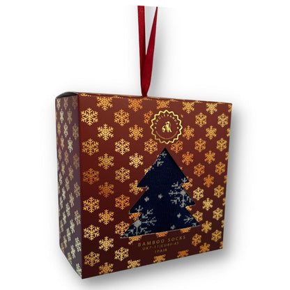 Snowflake Sock Box - 1 Pair of Bamboo Socks (His)