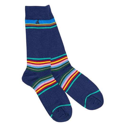 Royal Blue Multi Stripe Bamboo Socks