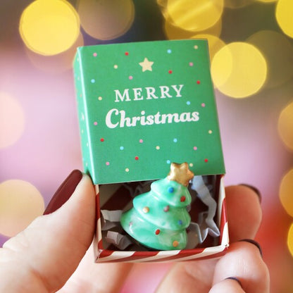 Tiny Matchbox Ceramic Tokens: Christmas Tree