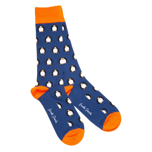 Navy Penguin Bamboo Socks