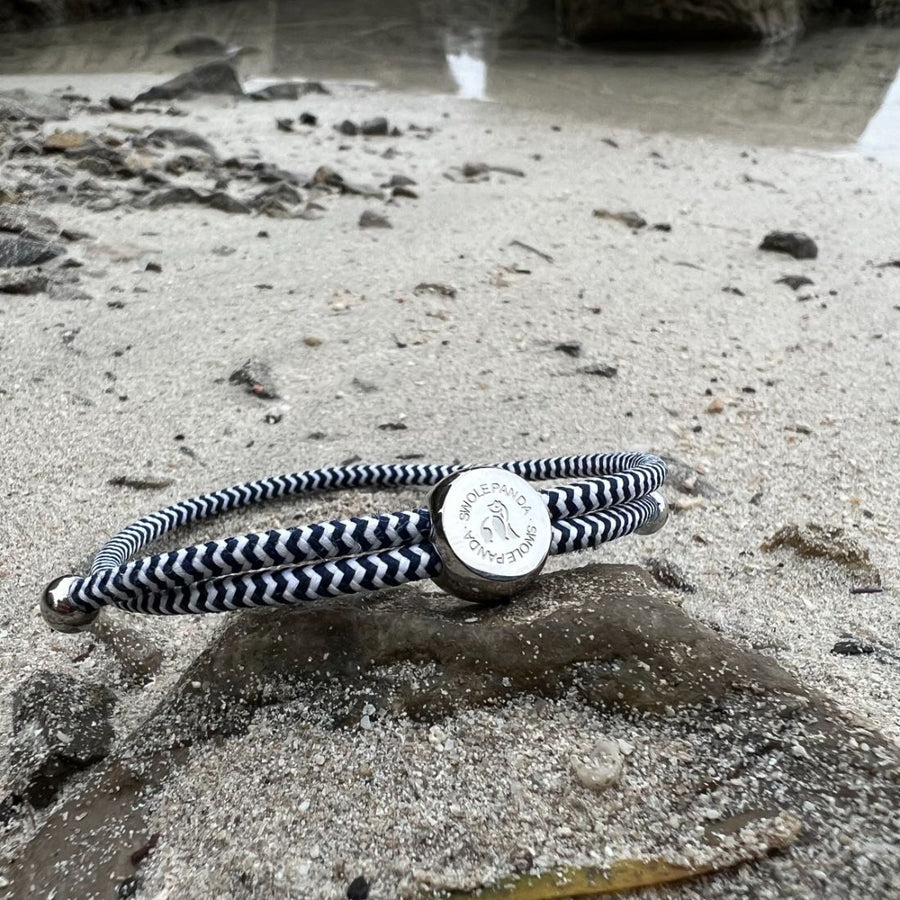 Rope Bracelet - Blue and White Zig Zag