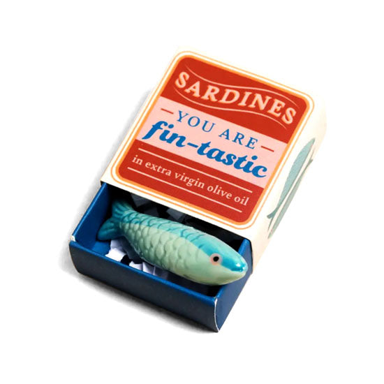 Tiny Matchbox Ceramic Tokens: Sardine