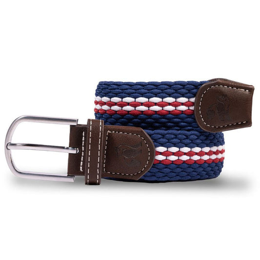 Woven Belt - Burgundy Fine Stripe