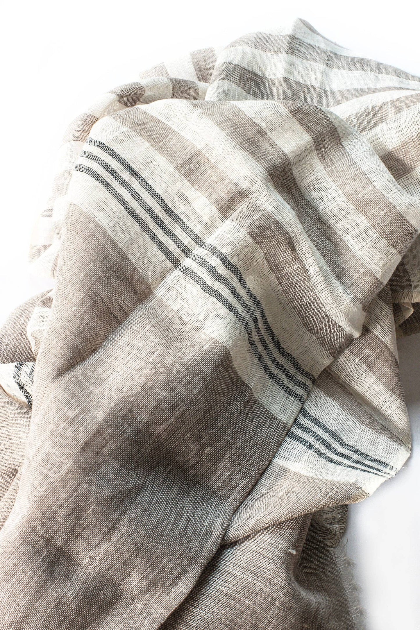Hand Loomed Linen Scarf - Sand Stripes