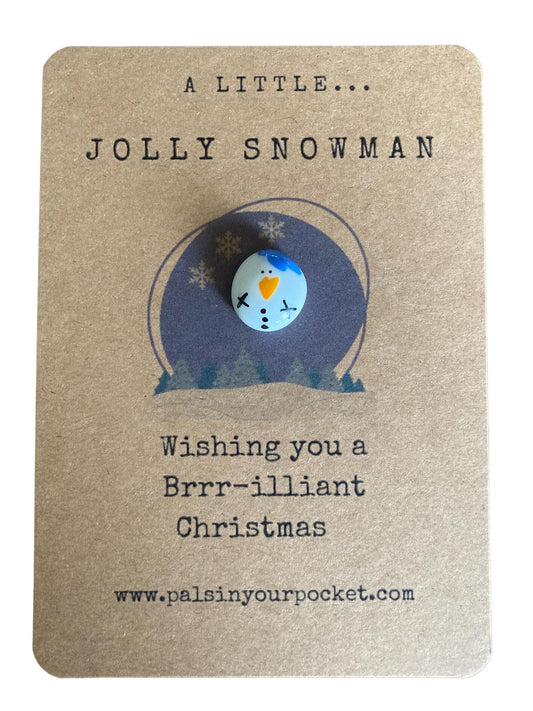 Handpainted Jolly Snowman Pebble Christmas Gift