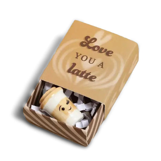 Tiny Matchbox Ceramic Token: Latte