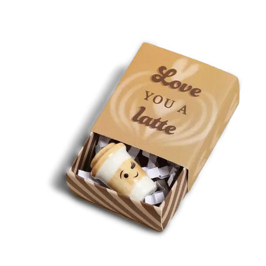 Tiny Matchbox Ceramic Token: Latte