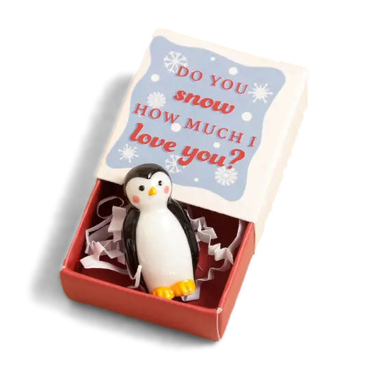 Tiny Matchbox Ceramic Token: Penguin