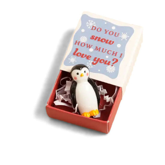 Tiny Matchbox Ceramic Token: Penguin