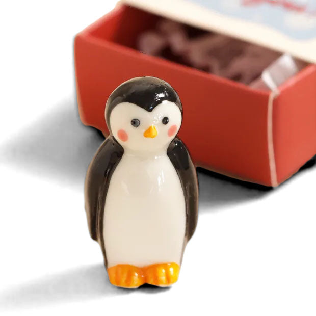 Tiny Matchbox Ceramic Token: Penguin