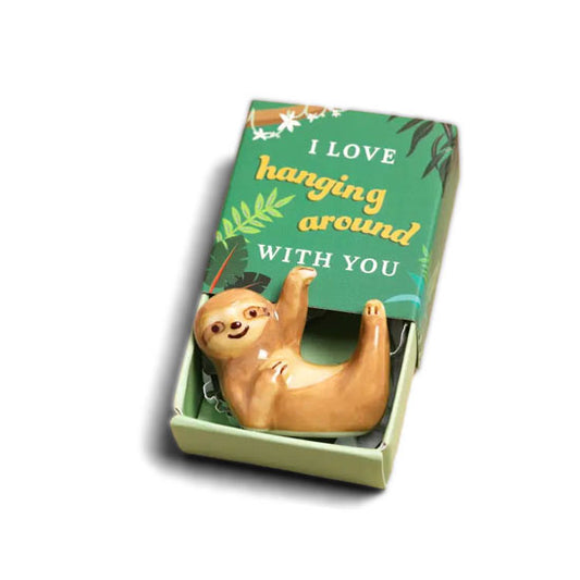 Tiny Matchbox Ceramic Token: Sloth